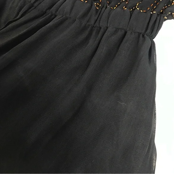 VINTAGE 80s Glam Beaded Sequin Silk Wide Leg Jumpsuit Bolero Jacket Black Size 6
